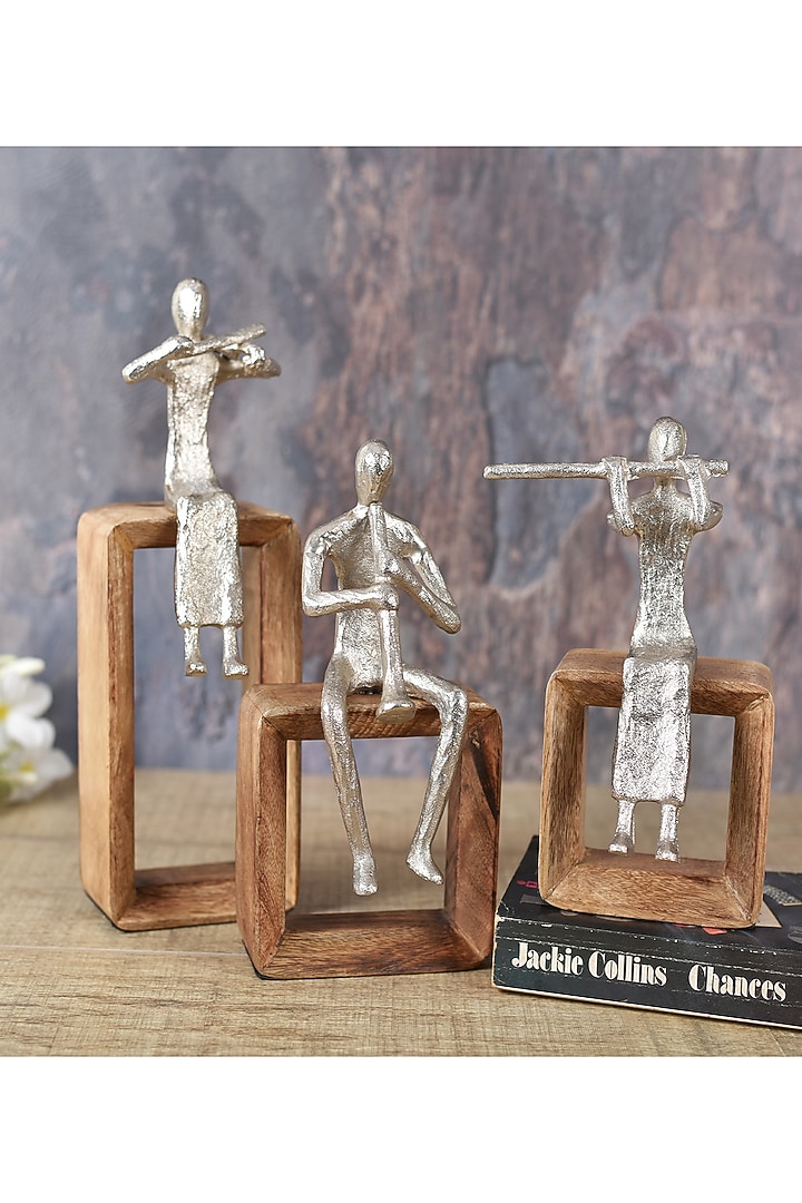 Silver Aluminium & Wood Sculpture by Manor House at Pernia's Pop Up Shop