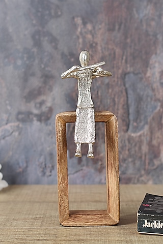 Silver Aluminium & Wood Sculpture by Manor House