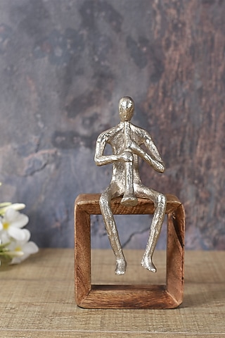 Silver Aluminium & Wood Sculpture by Manor House