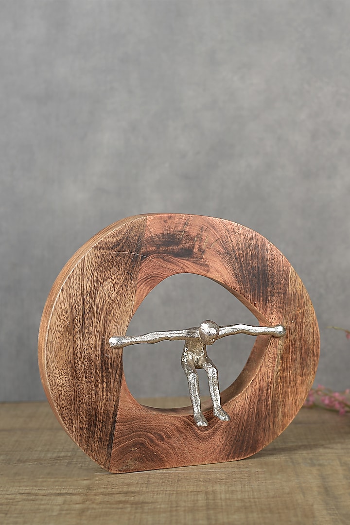 Brown Aluminium & Wood Sculpture by Manor House at Pernia's Pop Up Shop