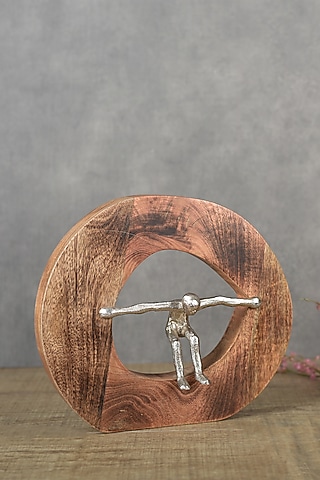 Brown Aluminium & Wood Sculpture by Manor House