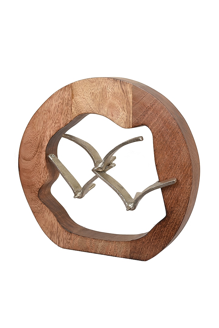 Brown Wood & Aluminum Bird Flying Sculpture by Manor House at Pernia's Pop Up Shop