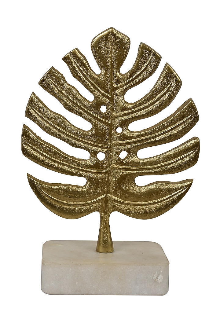 Gold Stone & Aluminum Handcrafted Leaf Sculpture by Manor House at Pernia's Pop Up Shop