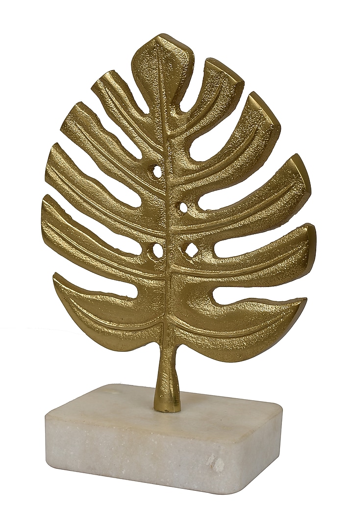 Gold Stone & Aluminum Handcrafted Leaf Sculpture by Manor House at Pernia's Pop Up Shop