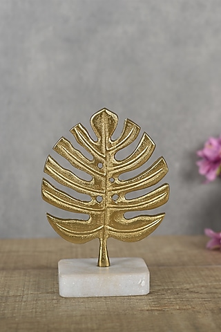 Gold Stone & Aluminum Handcrafted Leaf Sculpture by Manor House