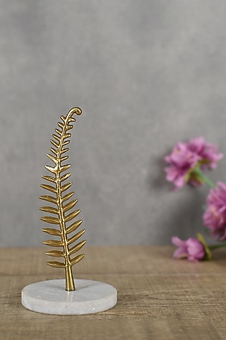 Gold Stone & Aluminum Fern Sculpture by Manor House
