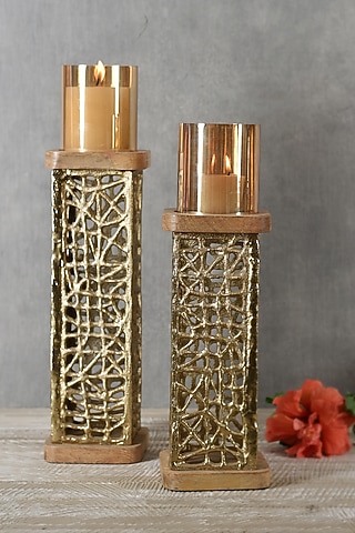 Gold Luster Pillar Candle Holder by Manor House