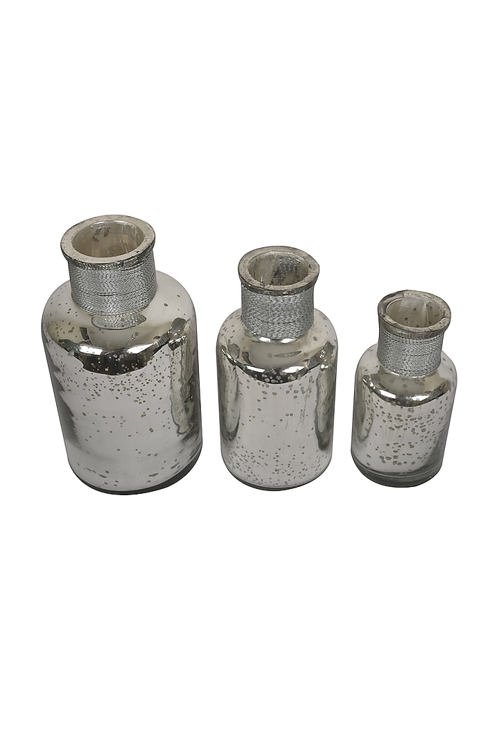 Silver Mercury Shiny Glass Tonic Bottles (Set of 3) by Manor House at Pernia's Pop Up Shop