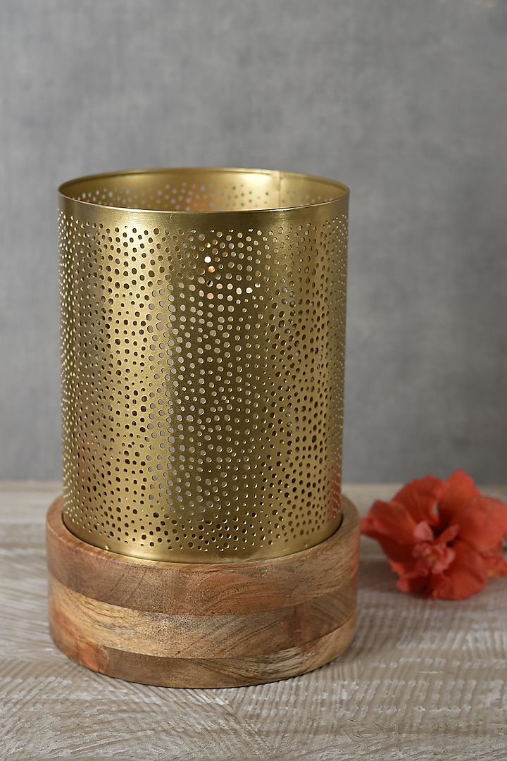 Gold Iron Jaali Candle Holder by Manor House