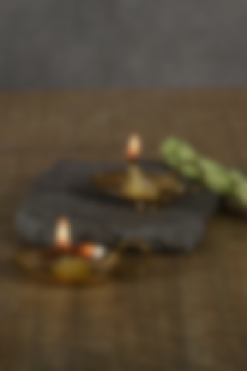 Gold Brass Spoon-Shaped Diya Holder by Manor House at Pernia's Pop Up Shop