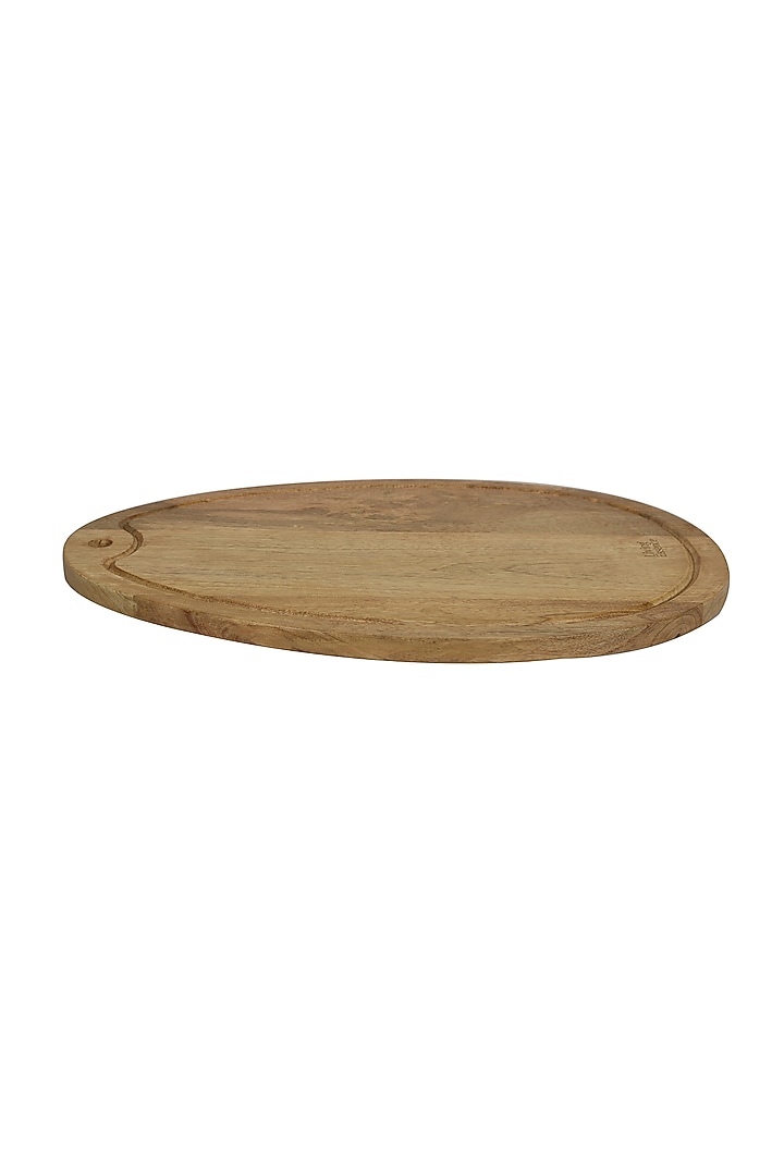 Brown Mango Wood Oval Grooved Platter by Manor House at Pernia's Pop Up Shop