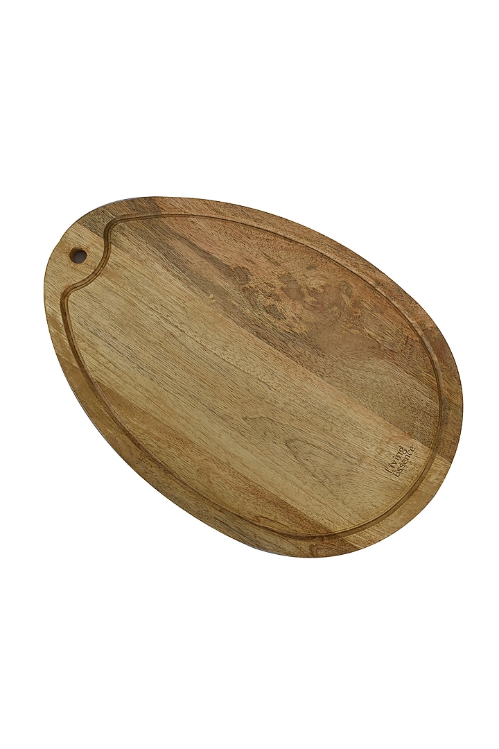 Brown Mango Wood Oval Grooved Platter by Manor House at Pernia's Pop Up Shop