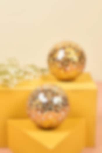 Gold Finish Mosaic Mirror Decorative Balls by Manor House at Pernia's Pop Up Shop