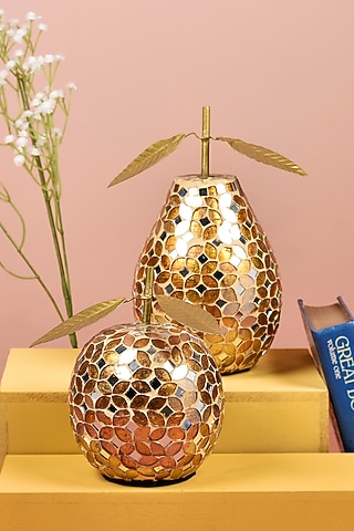 Yellow Mosaic Mirror Pear & Apple Decorative (Set of 2) by Manor House