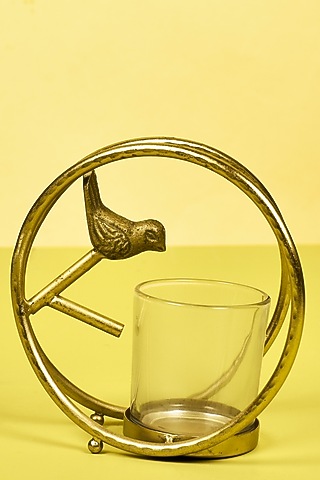 Gold Finish Bird With A Ring Candle Holder by Manor House