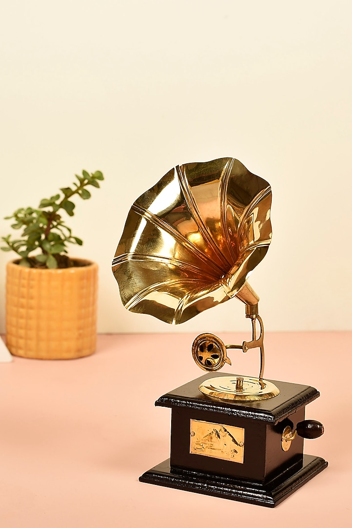 Gold & Black Antique Music Decorative Gramophone Showpiece by Manor House at Pernia's Pop Up Shop