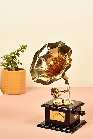 Gold & Black Antique Music Decorative Gramophone Showpiece by Manor House