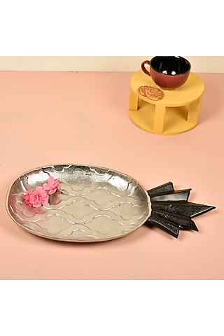 Nickel Finish & Black Pineapple Platter by Manor House