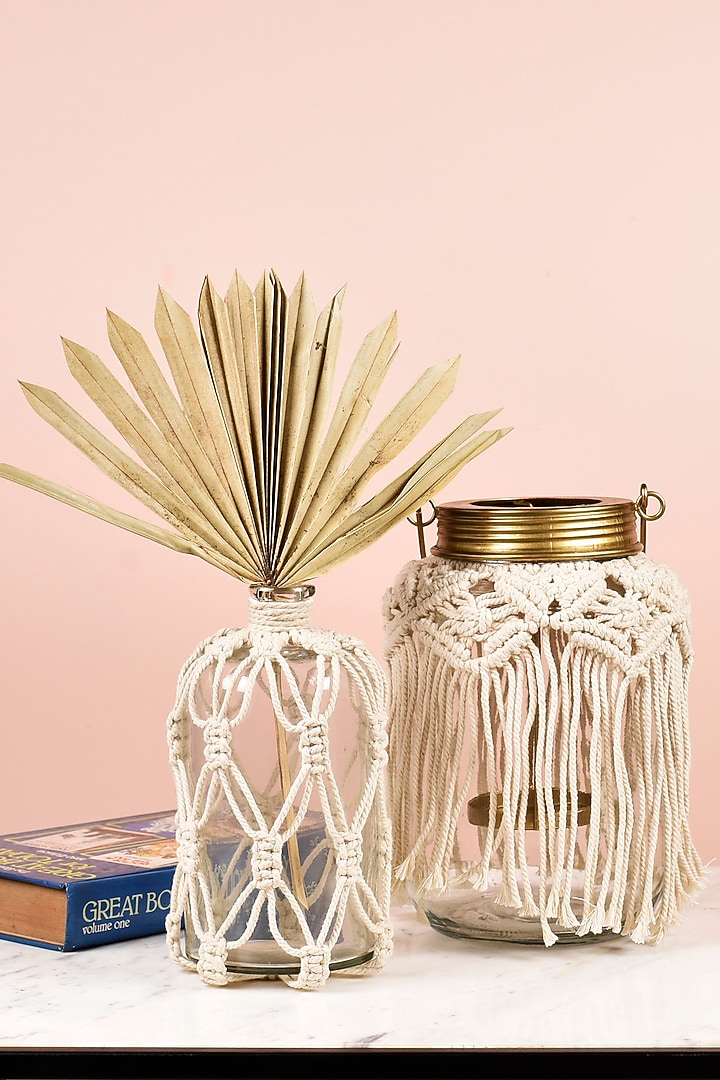 Clear Glass Finish Macrame Bottle Decor by Manor House at Pernia's Pop Up Shop