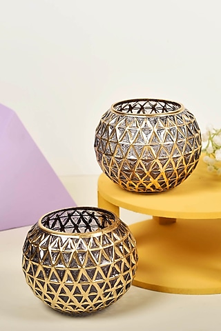 Grey & Gold Glass Bowls (Set of 2) by Manor House