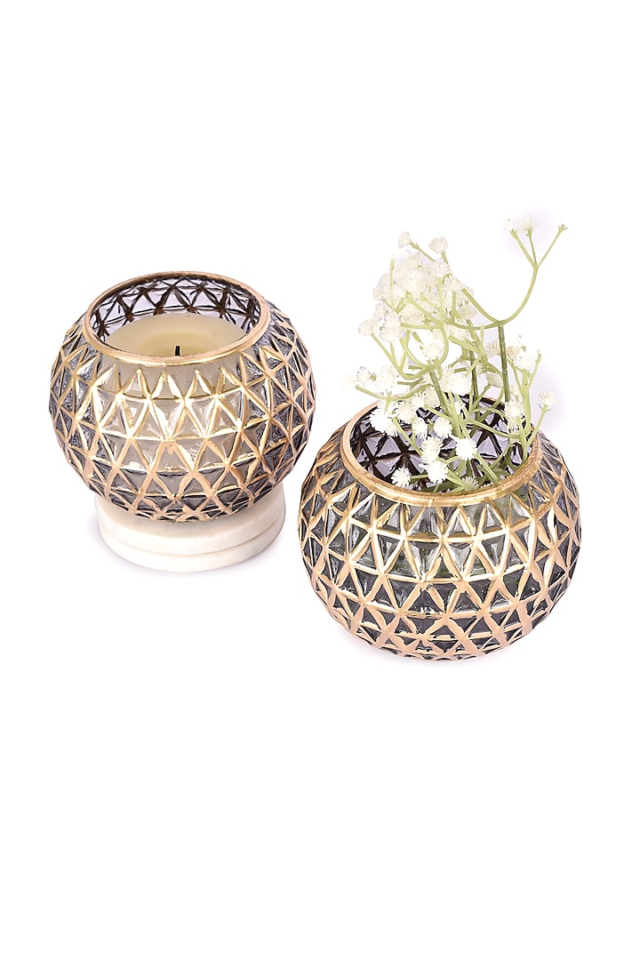 Grey & Gold Glass Bowls (Set of 2) by Manor House at Pernia's Pop Up Shop