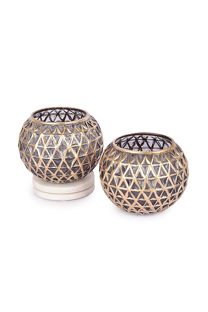 Grey & Gold Glass Bowls (Set of 2) by Manor House at Pernia's Pop Up Shop
