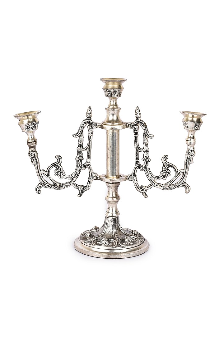 Antique Silver Finish Victorian 3 Pillar Candle Stand by Manor House at Pernia's Pop Up Shop