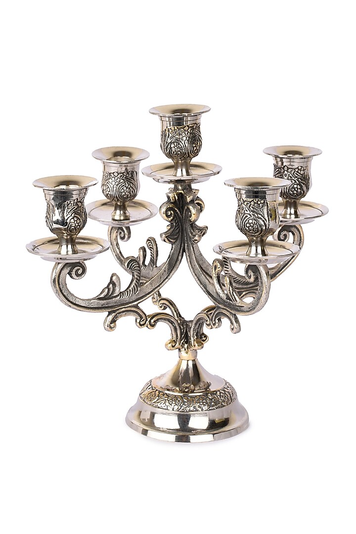 Silver Finish Victorian 5 Pillar Candle Stand by Manor House at Pernia's Pop Up Shop