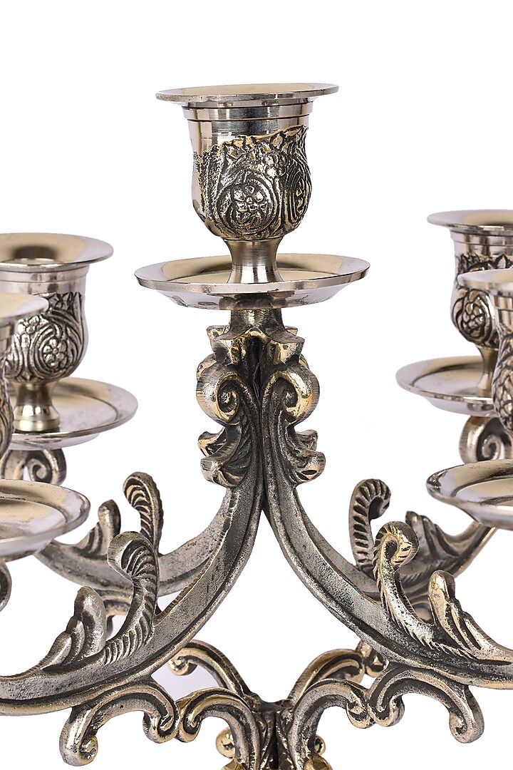 Silver Finish Victorian 5 Pillar Candle Stand by Manor House at Pernia's Pop Up Shop