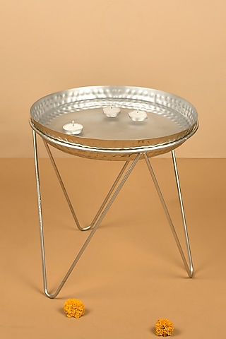 Nickel Finish Round Urli by Manor House
