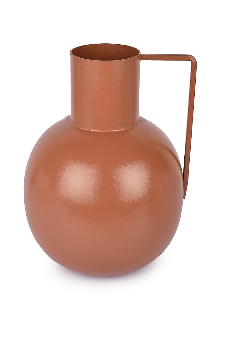 Brown Surahi Shaped Metal Vases (Set of 2) by Manor House at Pernia's Pop Up Shop