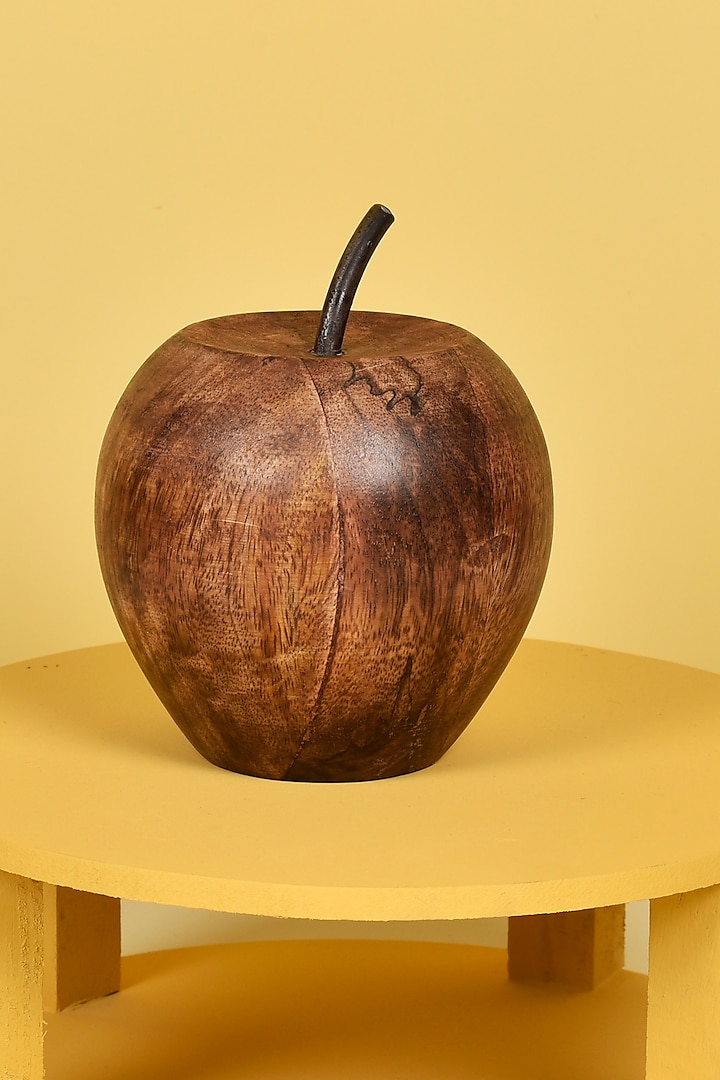 Burnt Mango Wood Pear & Apple Decorative (Set of 2) by Manor House