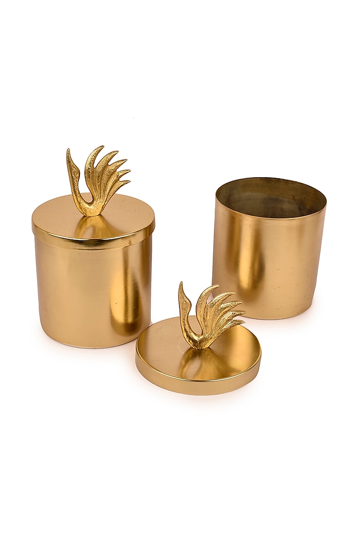 Gold Finish Jars With Swan Lid by Manor House