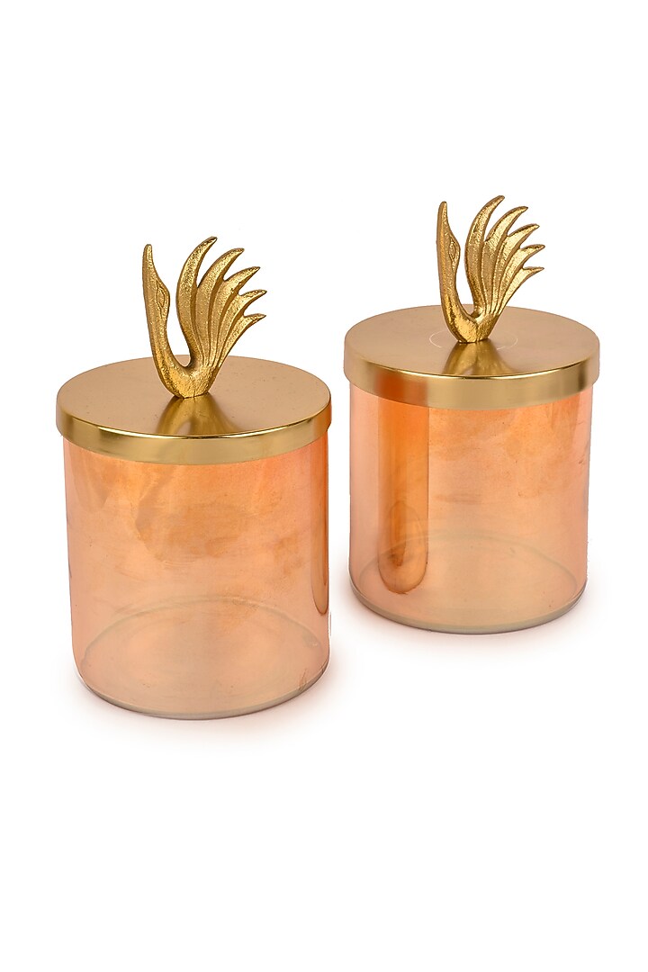 Lustre Glass Jars With Swan Lid (Set of 2) by Manor House at Pernia's Pop Up Shop