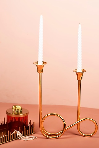 Pipe Candle Holder With Gold Finish by Manor House