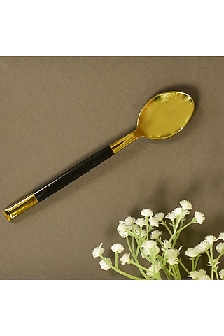 Gold and Black Handcrafted Stainless Steel Table Spoons (Set of 4) by Manor House