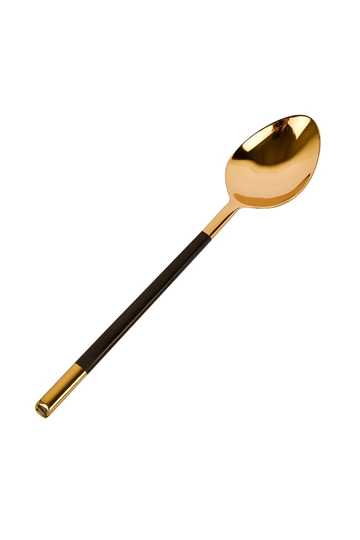 Gold and Black Handcrafted Stainless Steel Table Spoons (Set of 4) by Manor House at Pernia's Pop Up Shop