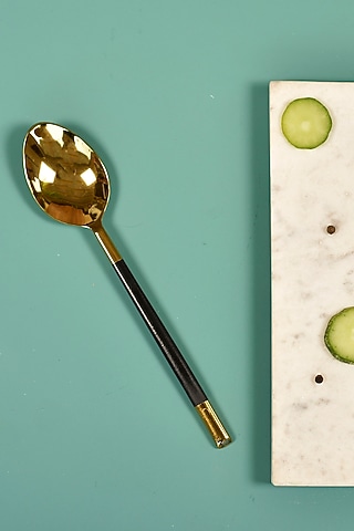 Gold and Black Handcrafted Stainless Steel Table Spoons (Set of 4) by Manor House
