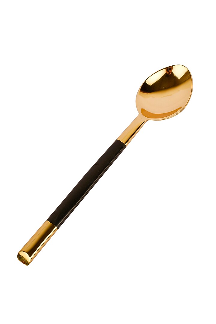 Gold and Black Handcrafted Stainless Steel Table Spoons (Set of 4) by Manor House at Pernia's Pop Up Shop