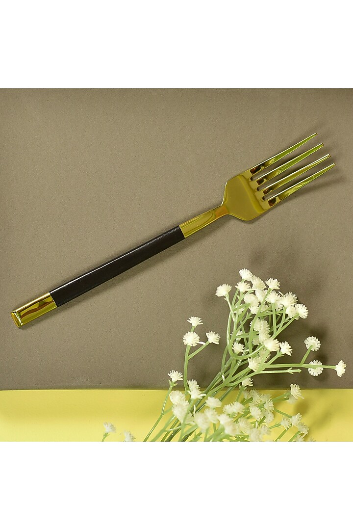 Gold and Black Handcrafted Stainless Steel Table Forks (Set of 4) by Manor House at Pernia's Pop Up Shop