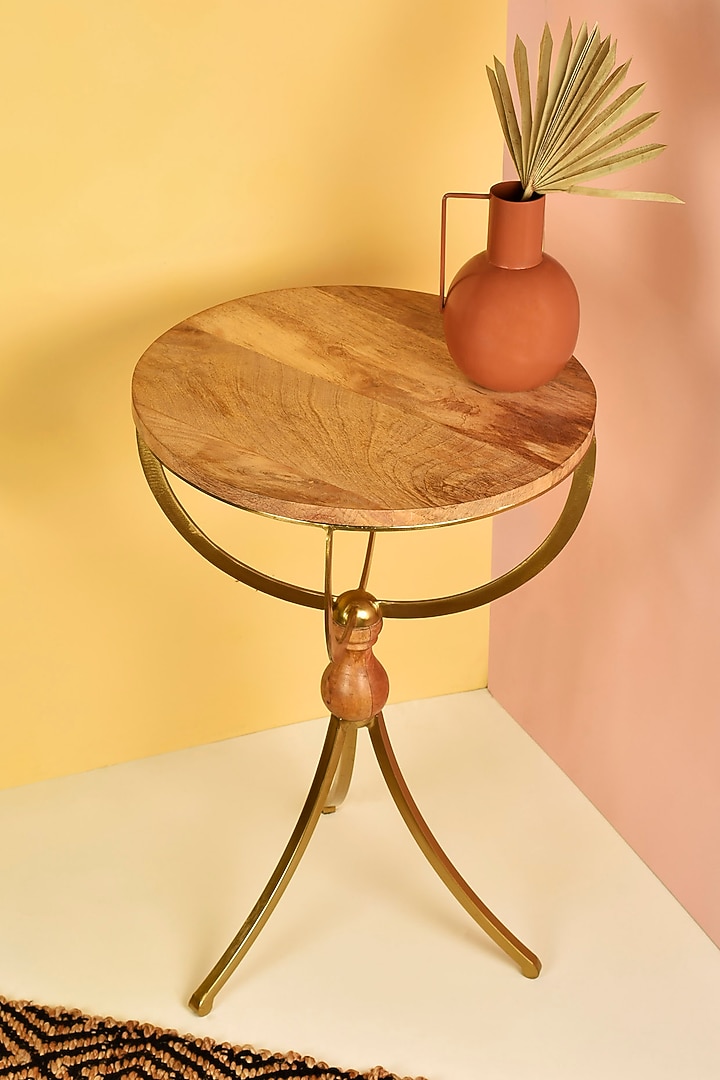 Gold Natural Wood Table by Manor House at Pernia's Pop Up Shop