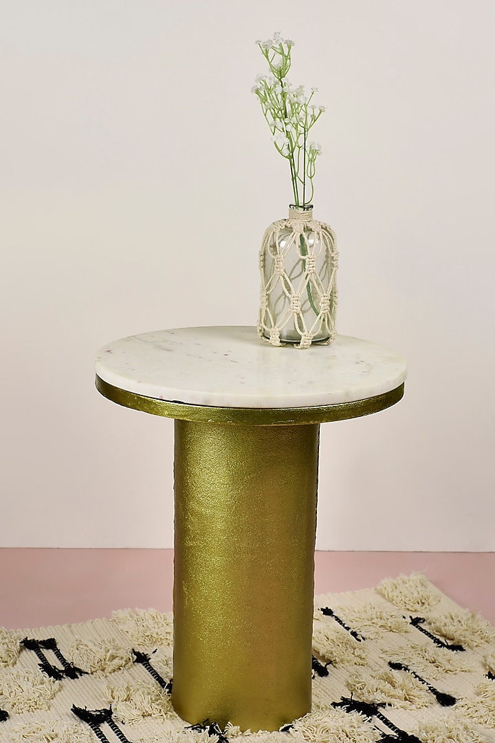 Gold & White Aluminium Side Table by Manor House
