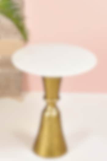 Gold & White Marble Side Table by Manor House