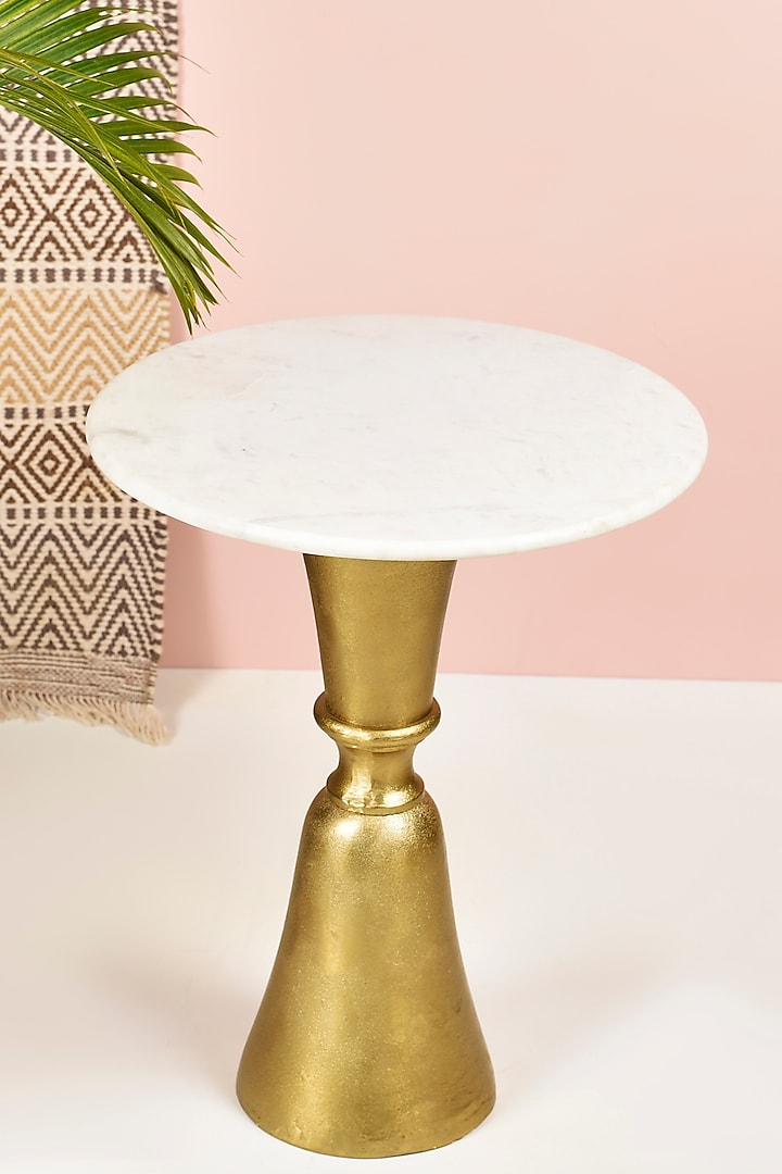 Gold & White Marble Side Table by Manor House