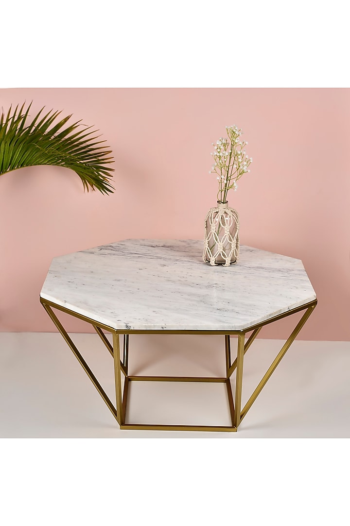 Gold & White Marble Coffee Table by Manor House