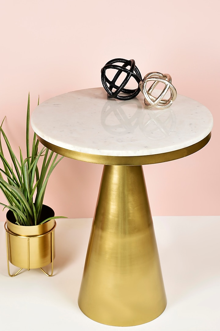 Gold Marble & Aluminium Table by Manor House at Pernia's Pop Up Shop