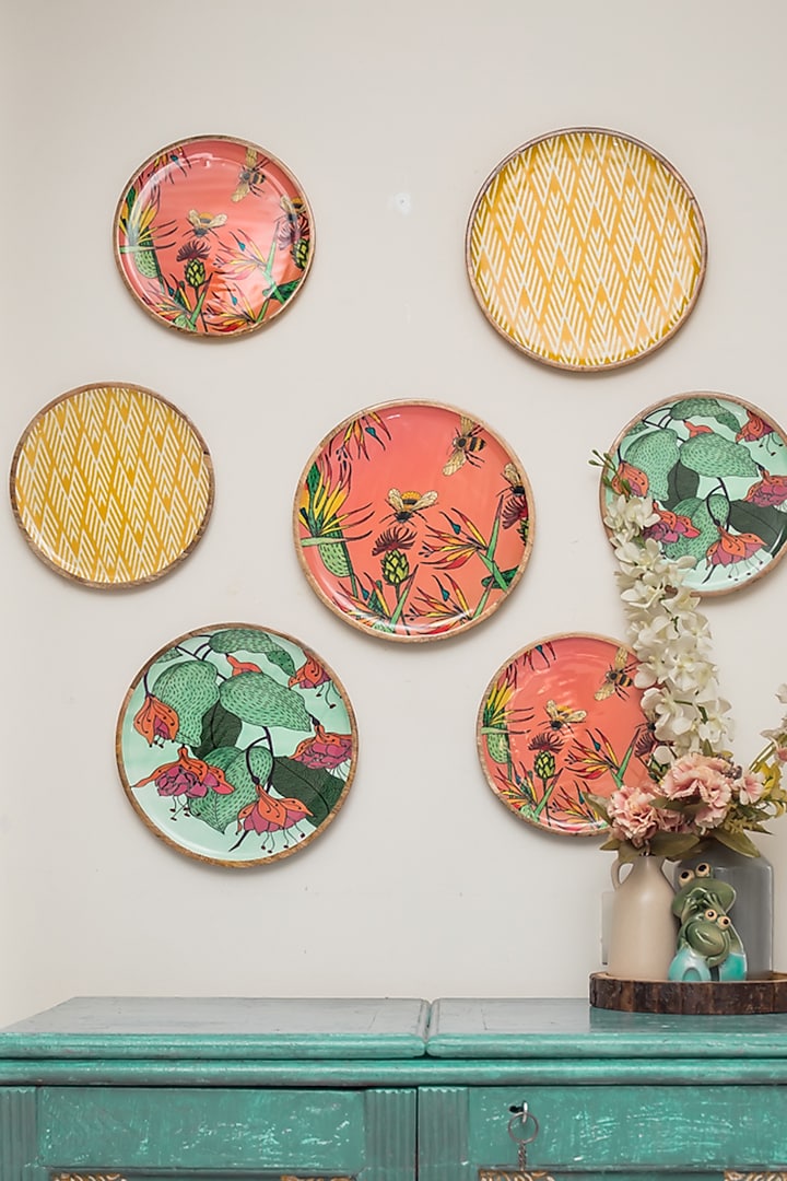 Orange Wooden Wall Plate by Manor House at Pernia's Pop Up Shop