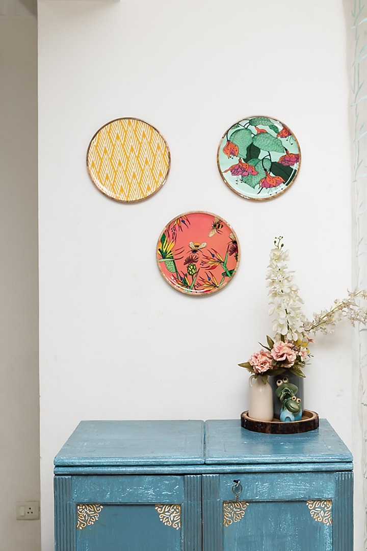 Multi-Colored Wooden Wall Plate (Set of 3) by Manor House at Pernia's Pop Up Shop