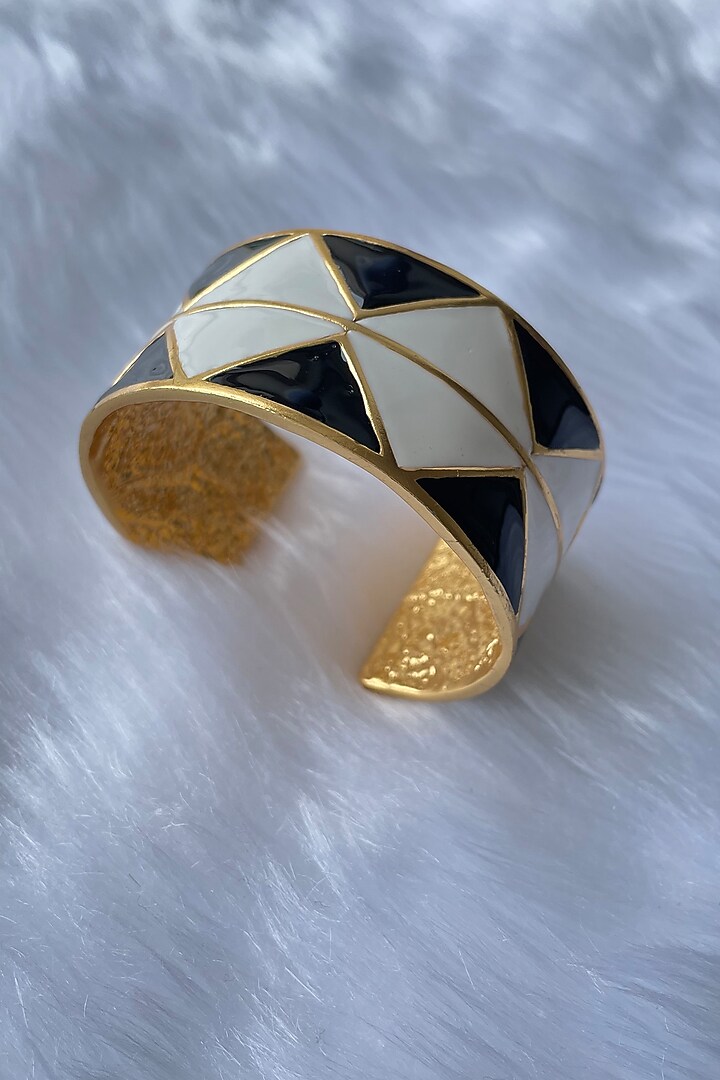 Gold Plated Handcrafted Enameled Cuff by MNSH at Pernia's Pop Up Shop
