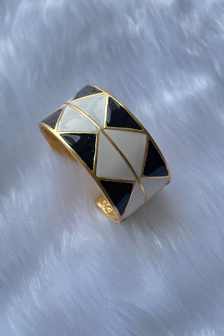 Gold Plated Handcrafted Enameled Cuff by MNSH at Pernia's Pop Up Shop
